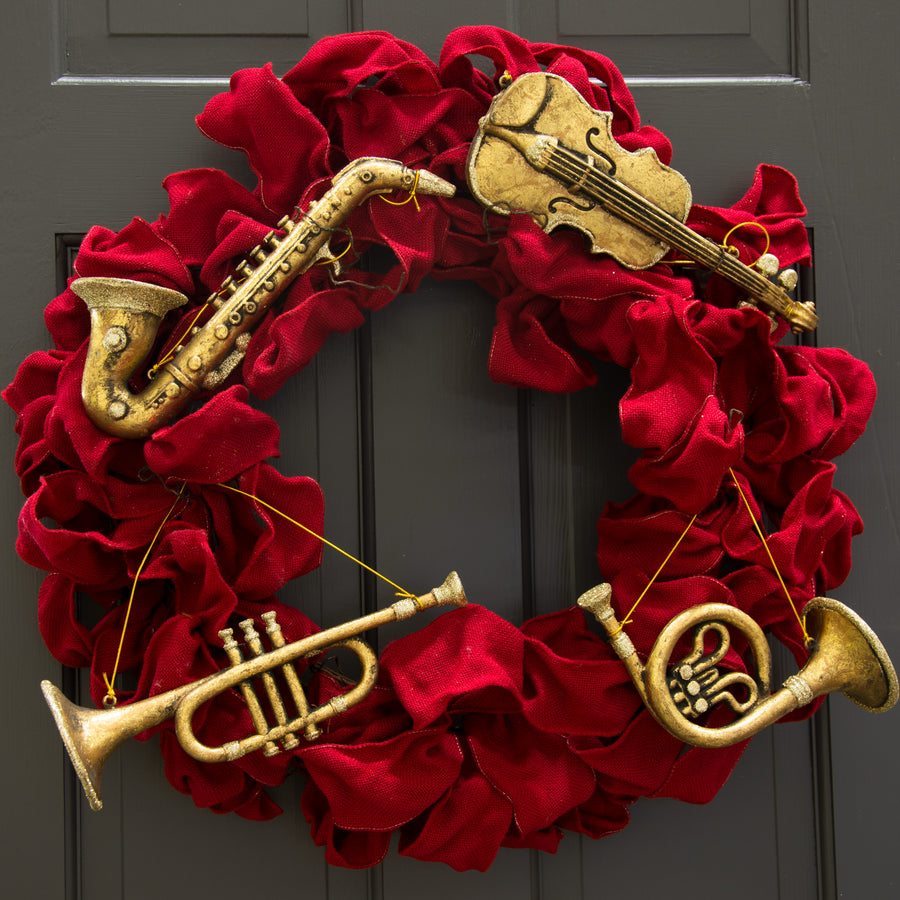8"-11" Assorted Musical Instrument Ornaments: Gold (Set of 4) Lifestyle Photo