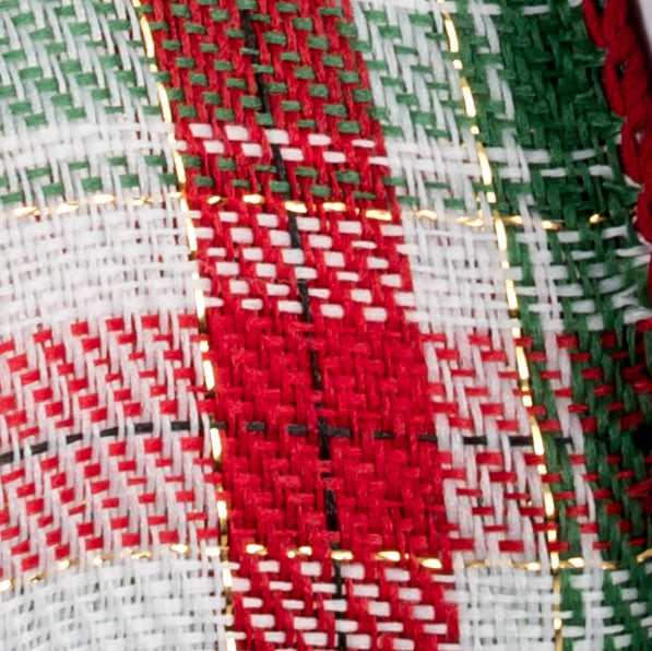 1.5" Audrey Christmas Plaid Ribbon: White, Red, Green (10 Yards) detail photo 3