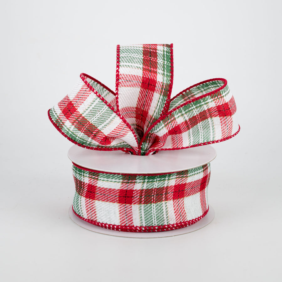 1.5" Audrey Christmas Plaid Ribbon: White, Red, Green (10 Yards) Lifestyle Photo