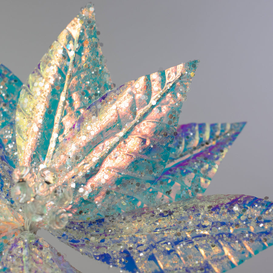 24" Poinsettia Stem: Iridescent