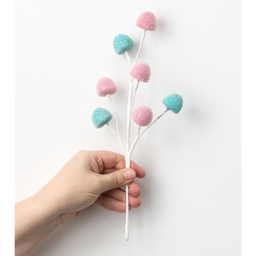 11" Glass Bead Gumdrops Pick: Pink & Blue