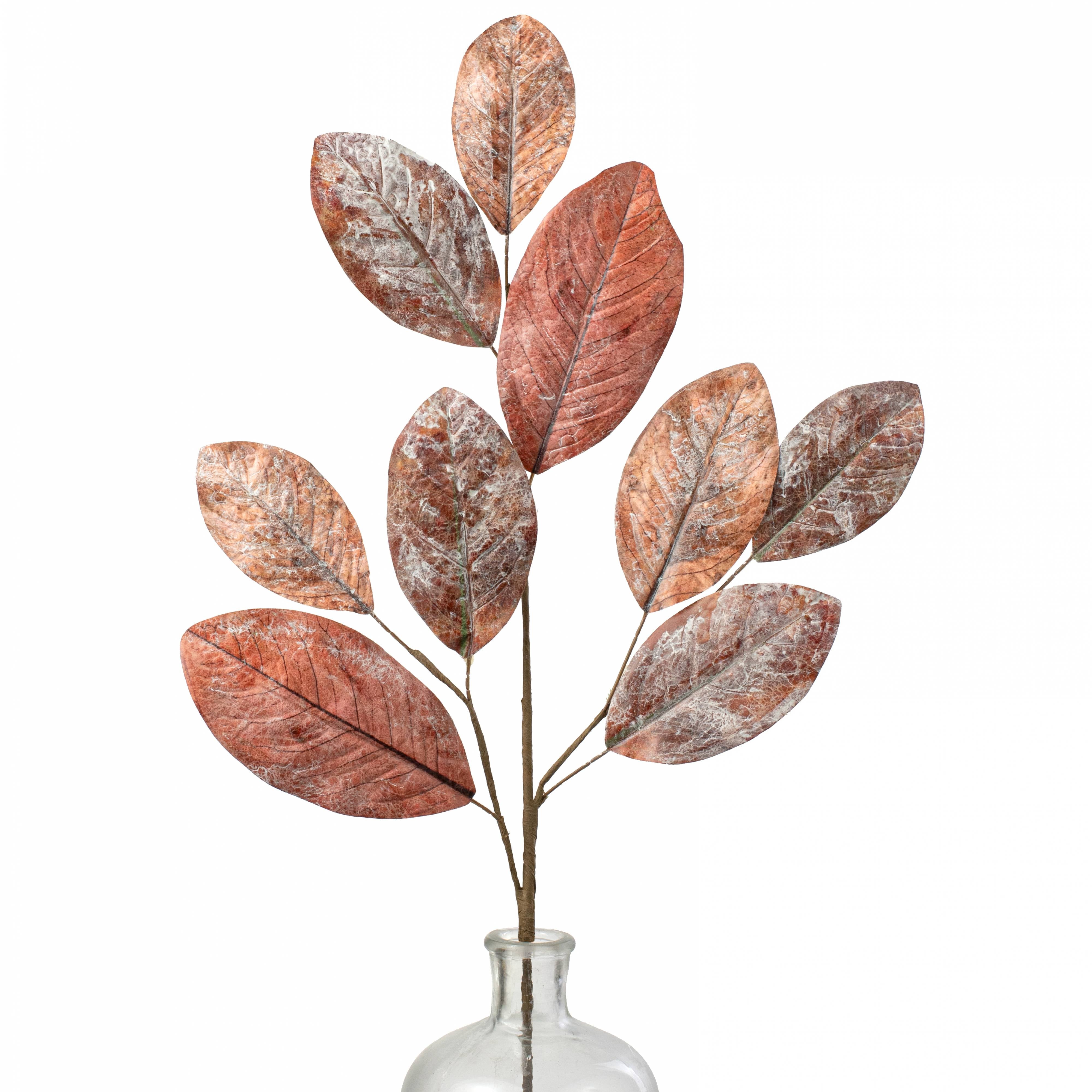 32" Magnolia Leaves Spray: Rust & Browns