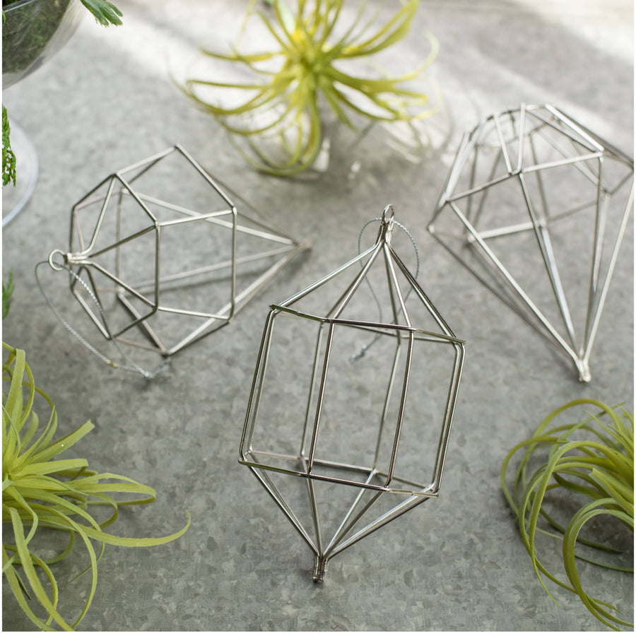 5" Silver Wire Ornament: Polyhedron
