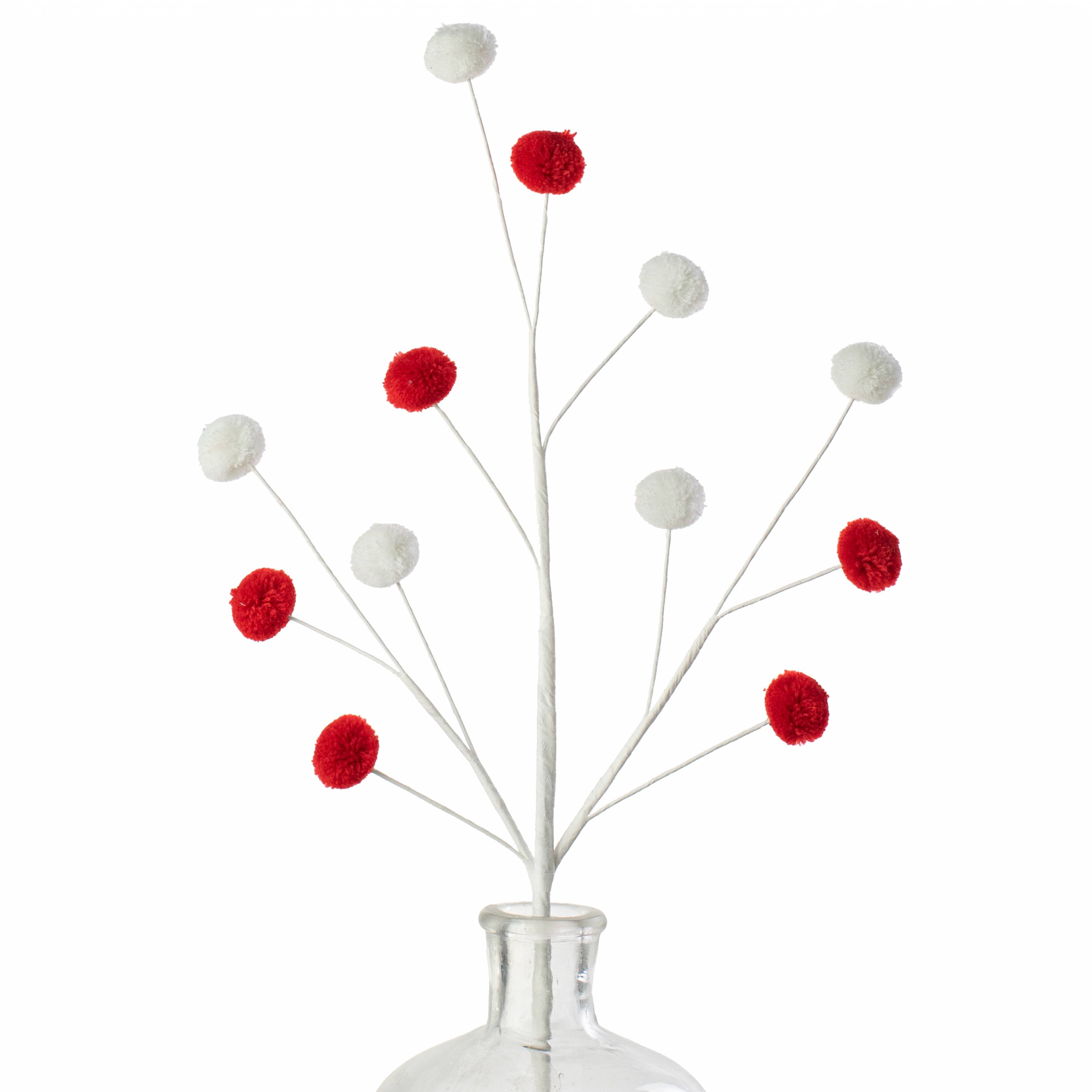23" 2-Color Pom Pom Spray: Red & White