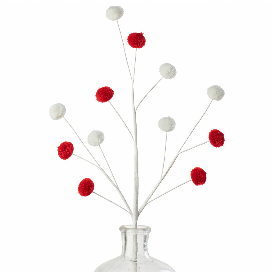 23" 2-Color Pom Pom Spray: Red & White