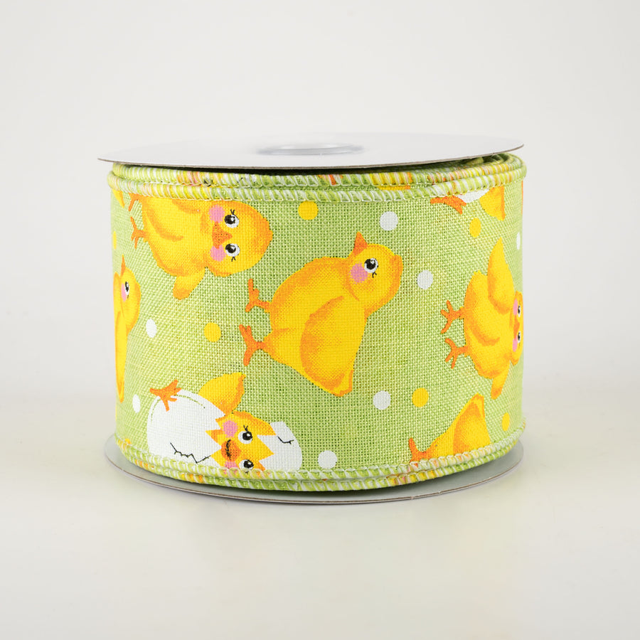 2.5" Baby Chicks Ribbon: Lime Royal (10 Yards)