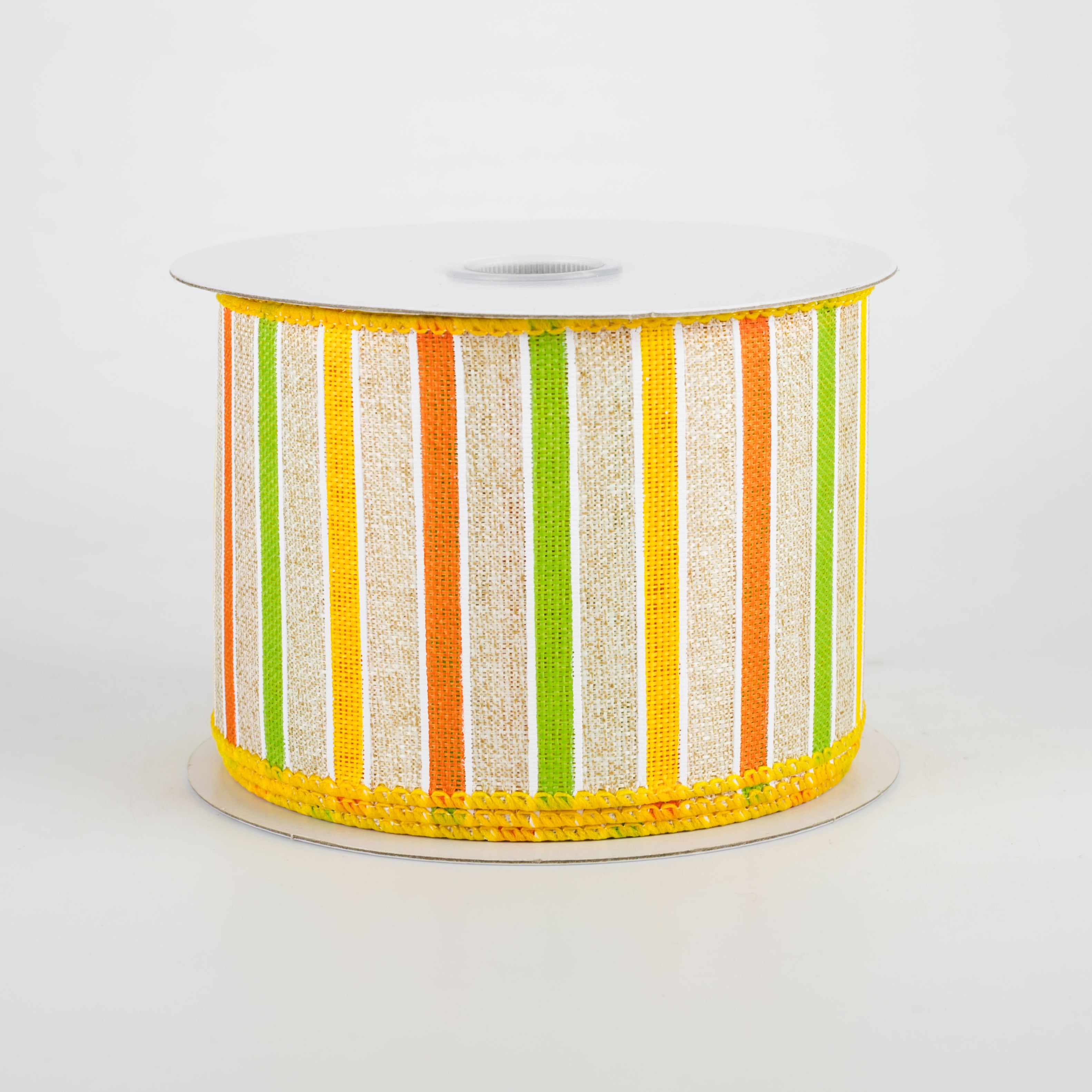2.5" Bali Stripes Ribbon: Yellow, Lime, Orange, Natural (10 Yards) Item Number: 41003-40-22