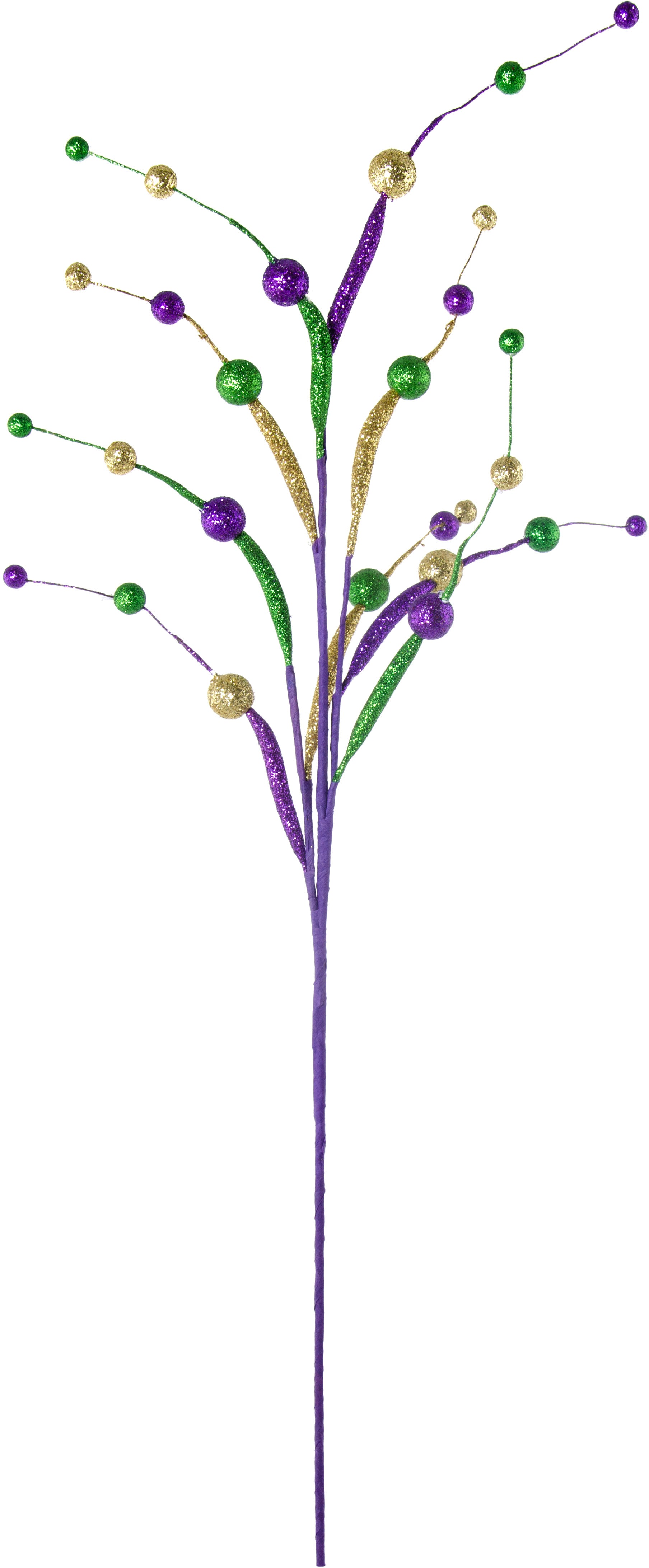 25" Ball Glitter Tubing Mardi Gras Spray: Purple, Green & Gold Item Number: XS6065MG