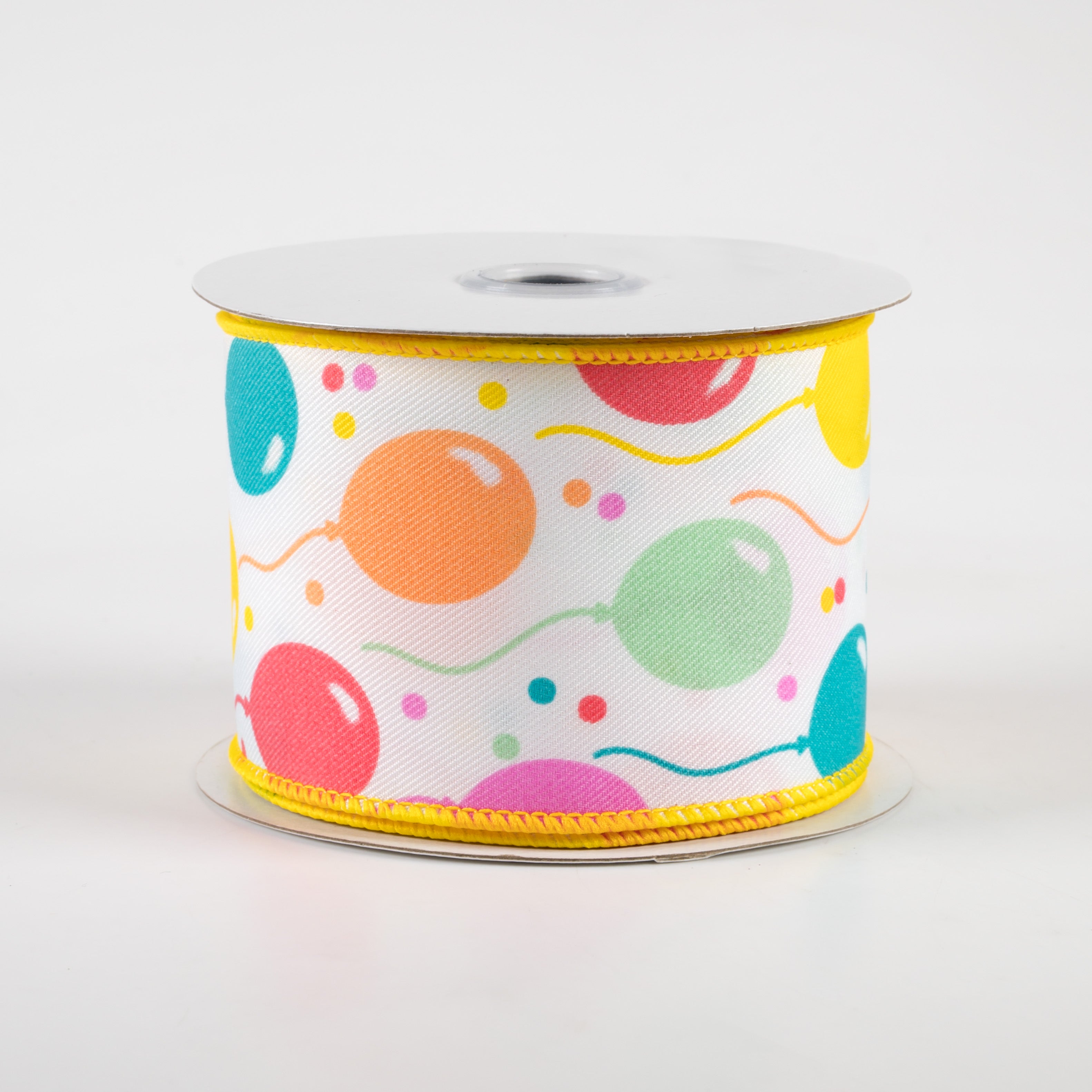 2.5" Balloons Ribbon: White, Peach, Teal, Pink (10 Yards)