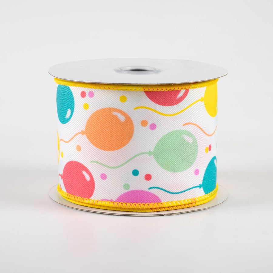 2.5" Balloons Ribbon: White, Peach, Teal, Pink (10 Yards)