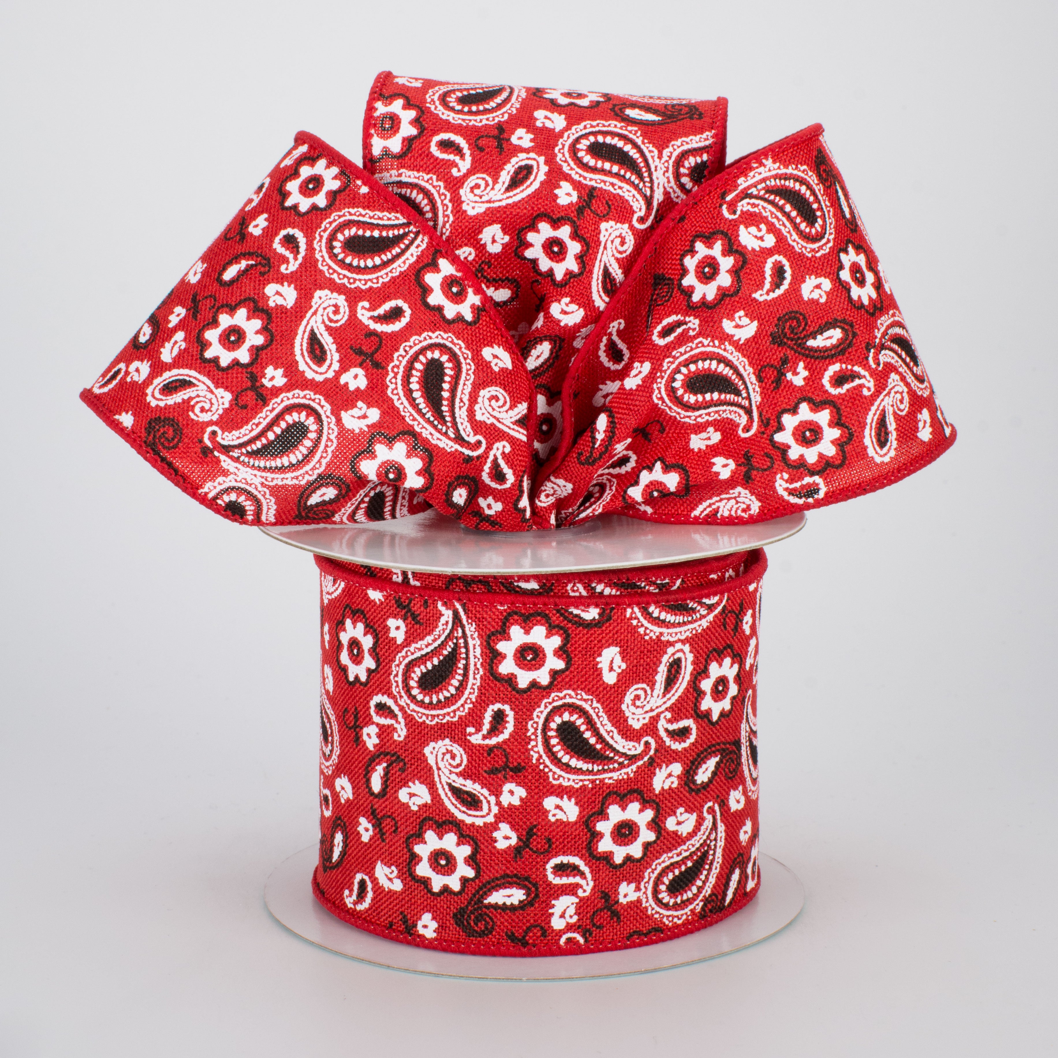 2.5" Bandana Print Canvas Ribbon: Red (10 Yards) Lifestyle Photo