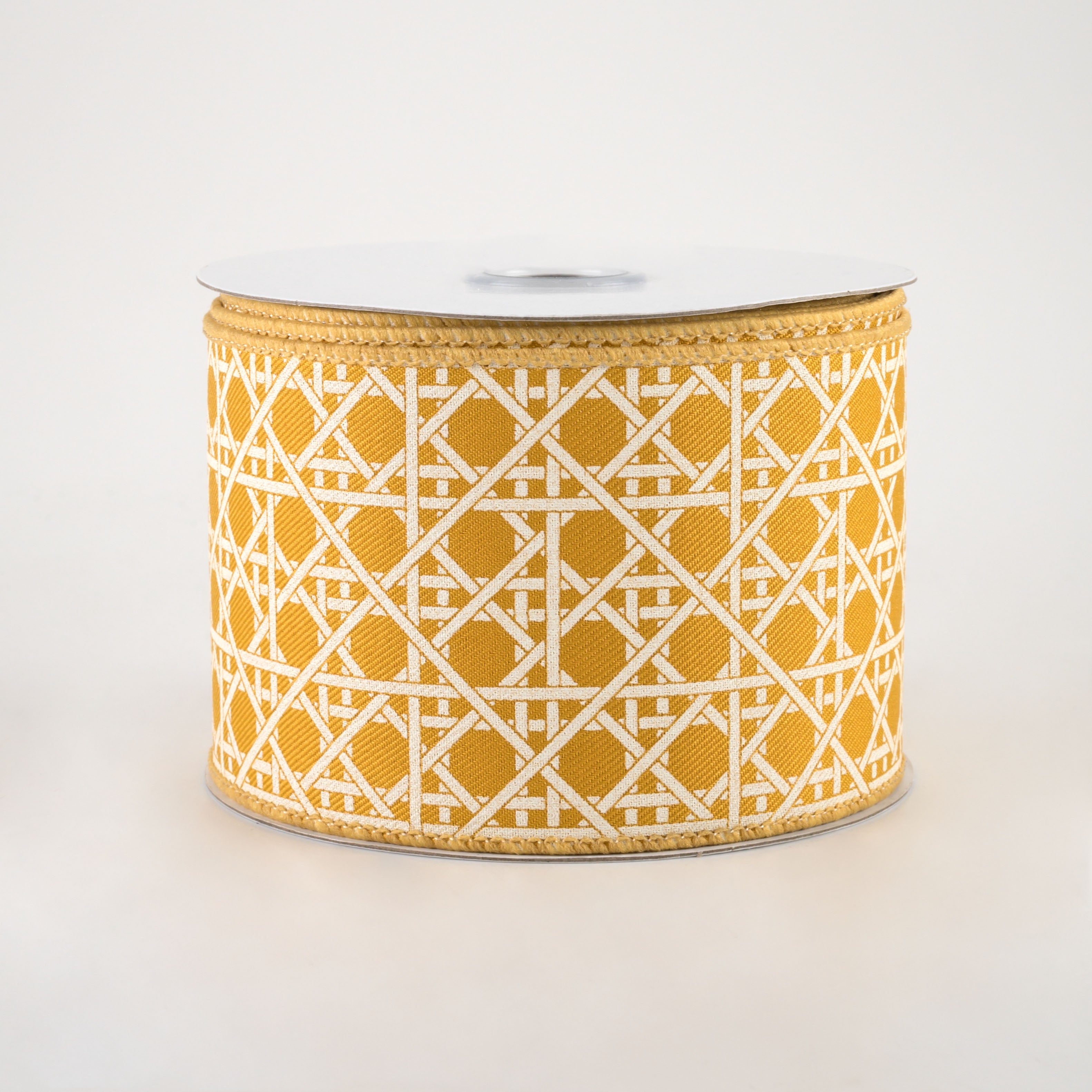 2.5" Basket Weave Ribbon: Dark Yellow & Ivory (10 Yards)