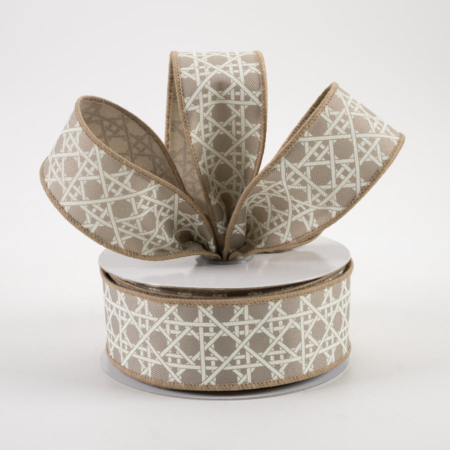 1.5" Basket Weave Ribbon: Taupe & Ivory (10 Yards) Lifestyle Photo