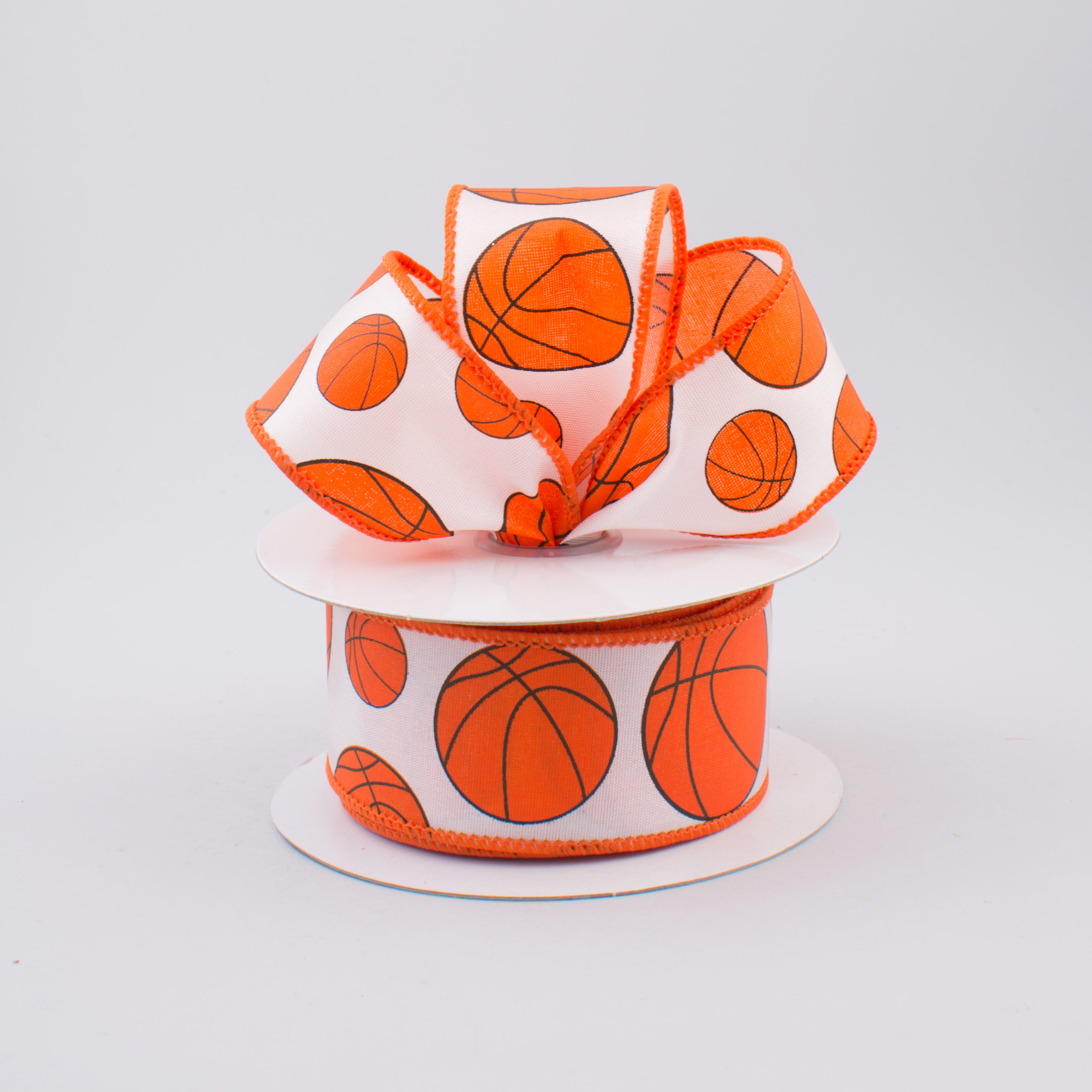 1.5" Basketball Ribbon: Orange & Black (10 Yards) Lifestyle Photo