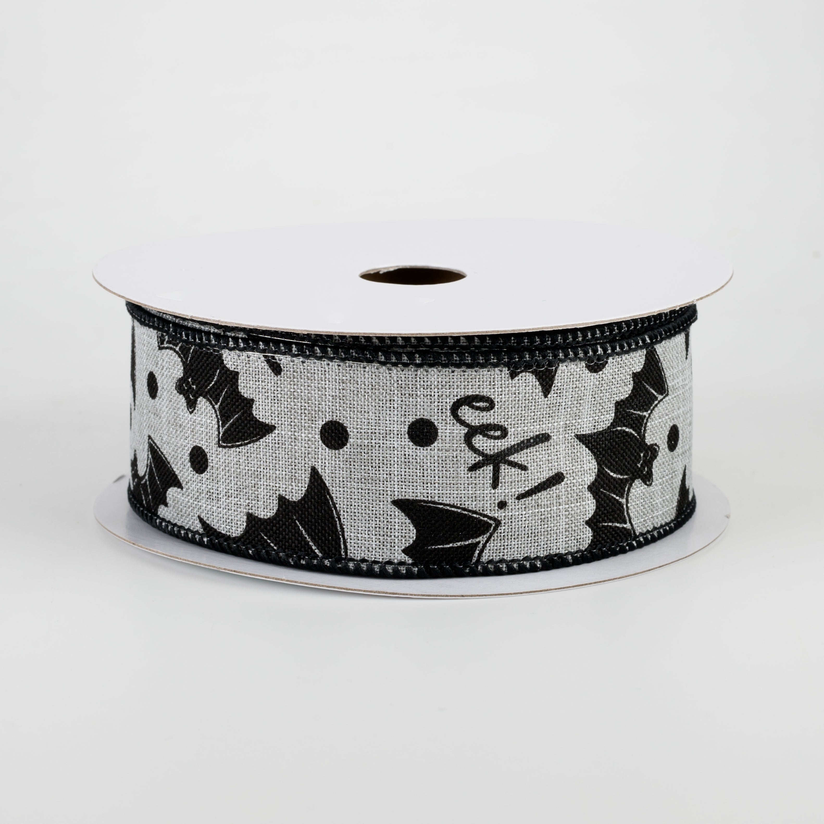 1.5" Bats Eek Ribbon: Light Grey (10 Yards)