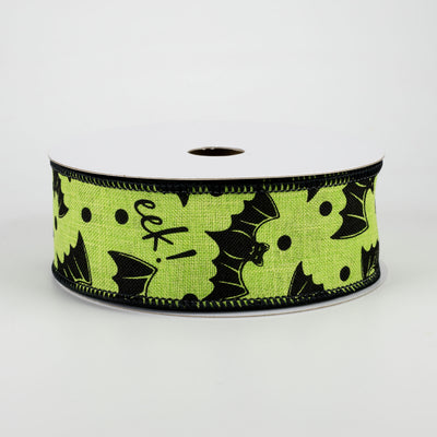 1.5" Bats Eek Ribbon: Lime Green (10 Yards)