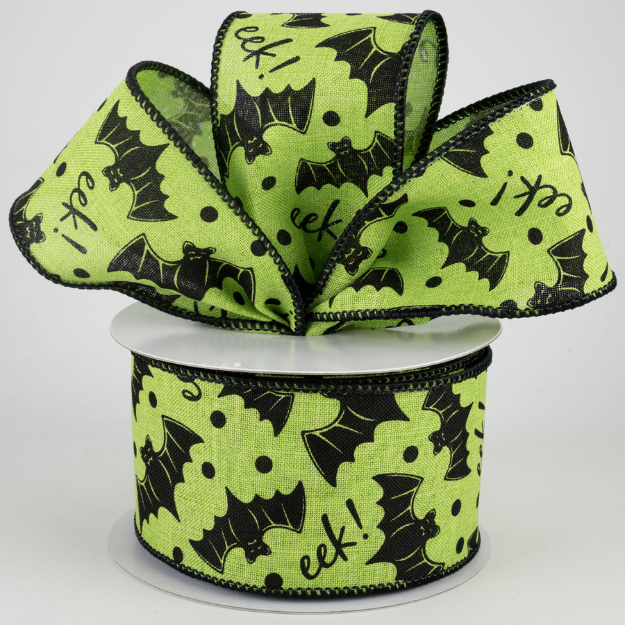 2.5" Bats Eek Ribbon: Lime Green (10 Yards) Lifestyle Photo