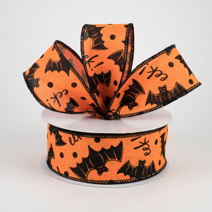 1.5" Bats Eek Ribbon: Orange (10 Yards) Lifestyle Photo