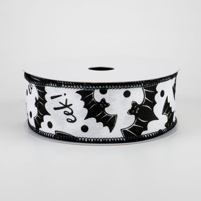 1.5" Bats Eek Ribbon: White (10 Yards)