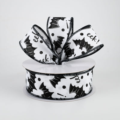1.5" Bats Eek Ribbon: White (10 Yards) Lifestyle Photo