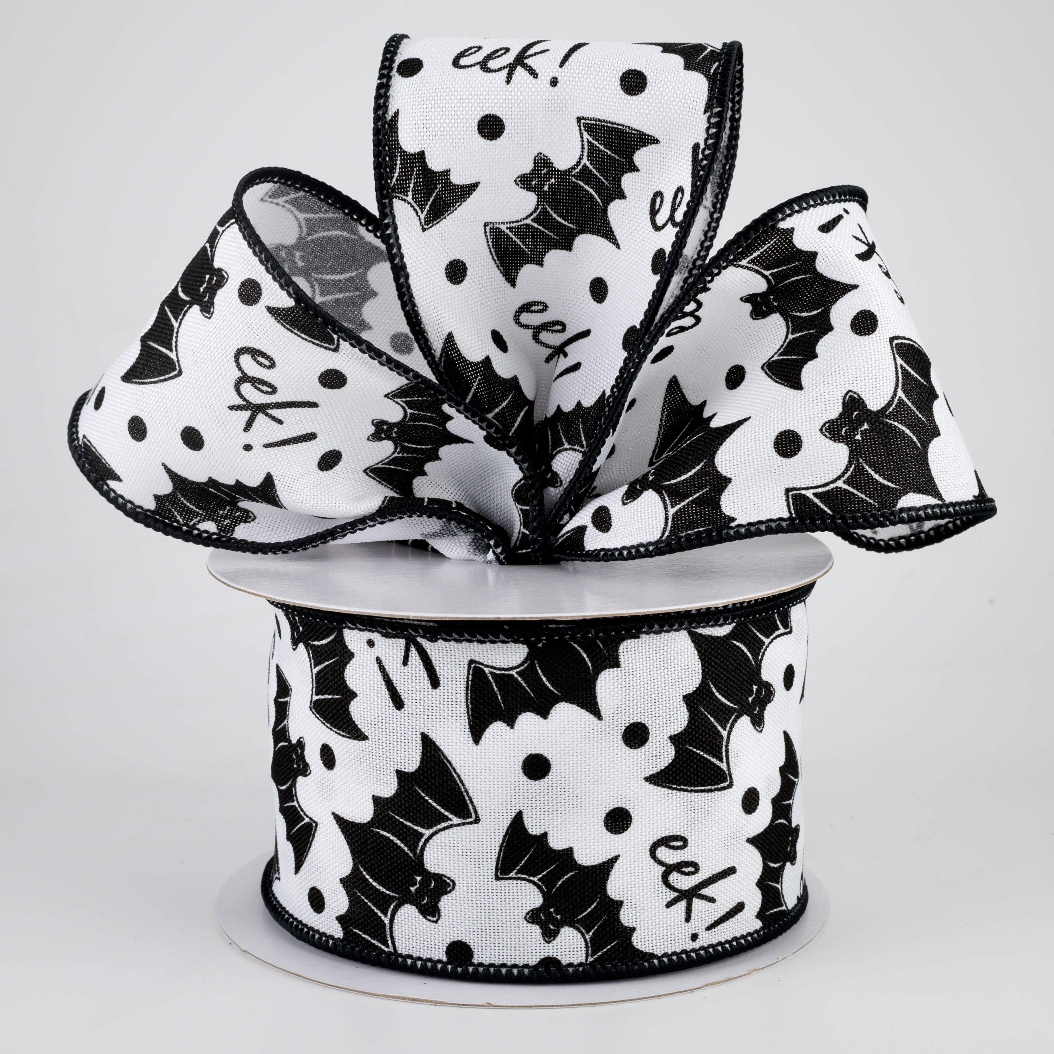 2.5" Bats Eek Ribbon: White (10 Yards) Lifestyle Photo