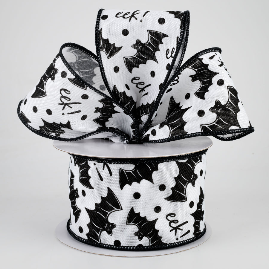 2.5" Bats Eek Ribbon: White (10 Yards) Lifestyle Photo