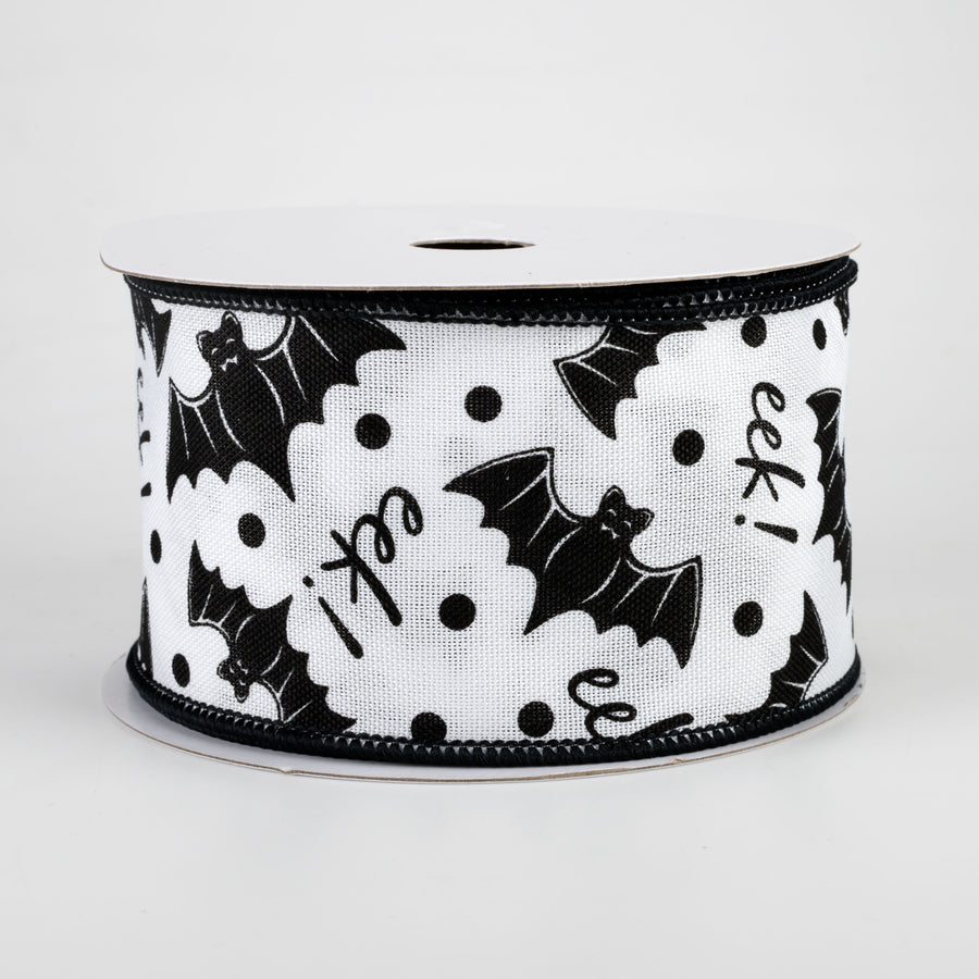 2.5" Bats Eek Ribbon: White (10 Yards)