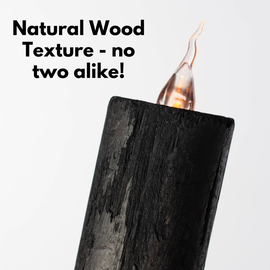 5" Battery Operated Wooden Faux LED Candle: Black detail photo 5