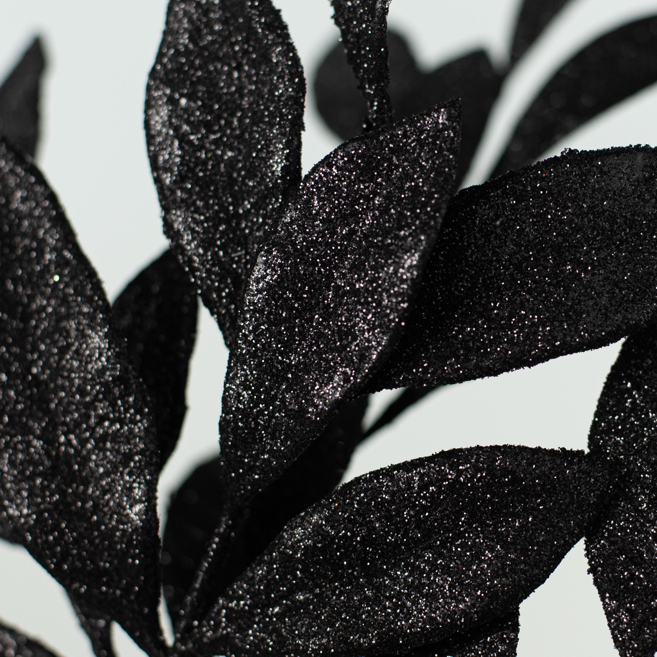 23" Bay Leaf Glitter Spray: Black Lifestyle Photo