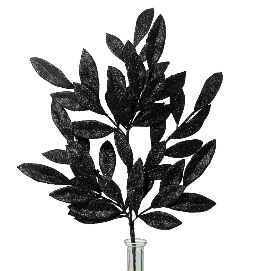 23" Bay Leaf Glitter Spray: Black Item Number: 262318