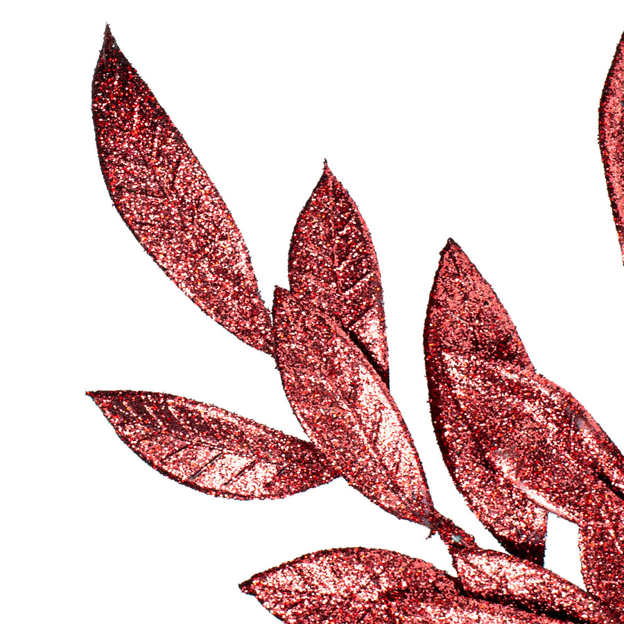 23" Bay Leaf Glitter Spray: Merlot Burgundy Lifestyle Photo