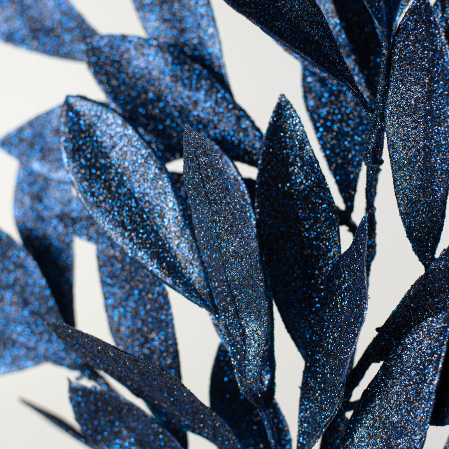 23" Bay Leaf Glitter Spray: Navy Blue Lifestyle Photo