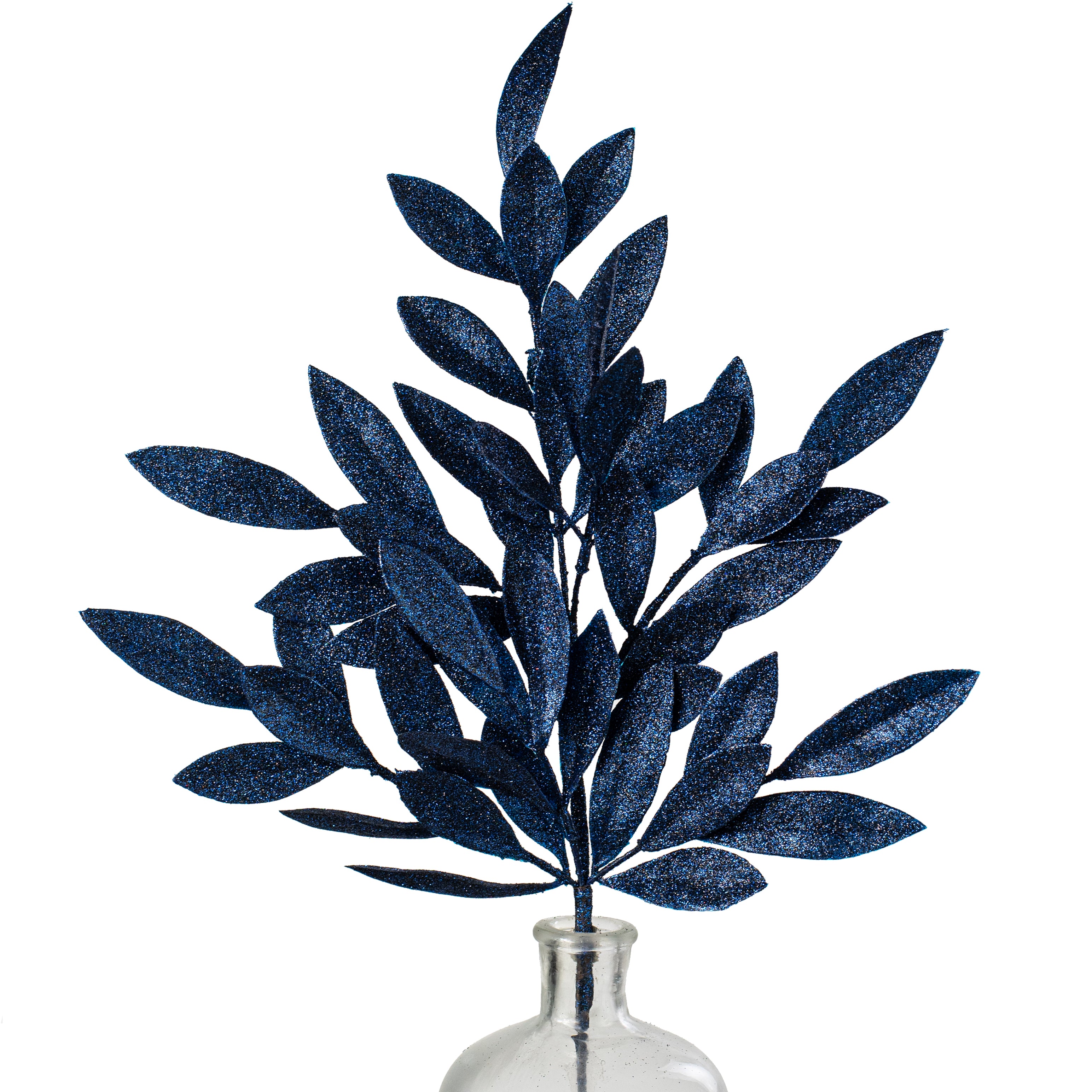 23" Bay Leaf Glitter Spray: Navy Blue Item Number: XS237019