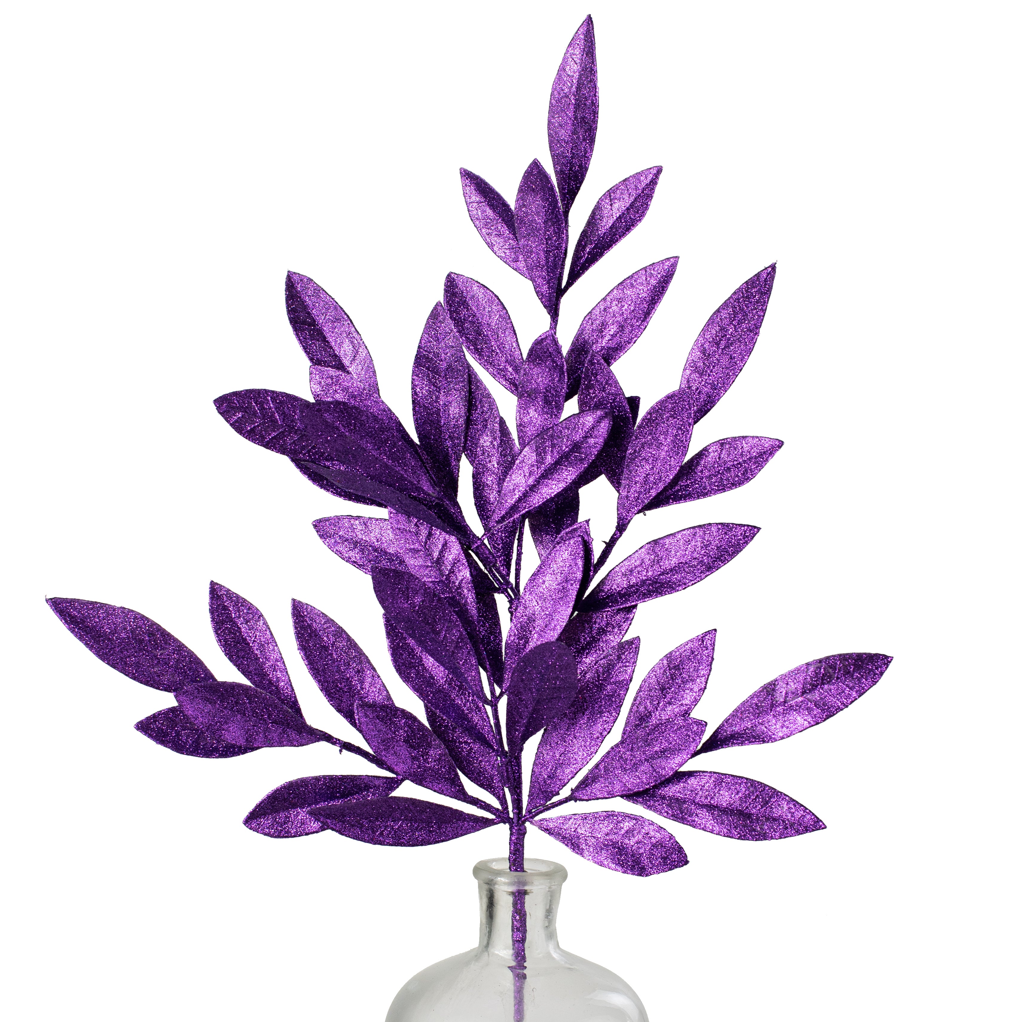 23" Bay Leaf Glitter Spray: Purple Item Number: XS237023
