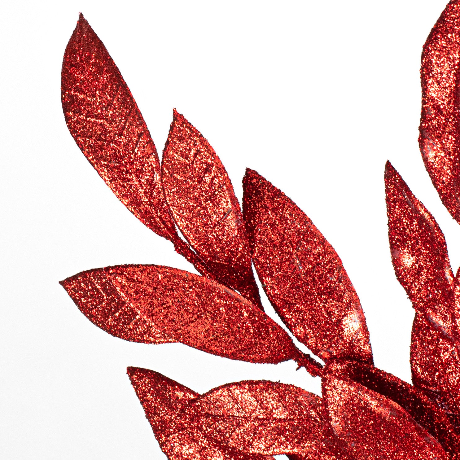 23" Bay Leaf Glitter Spray: Red Lifestyle Photo