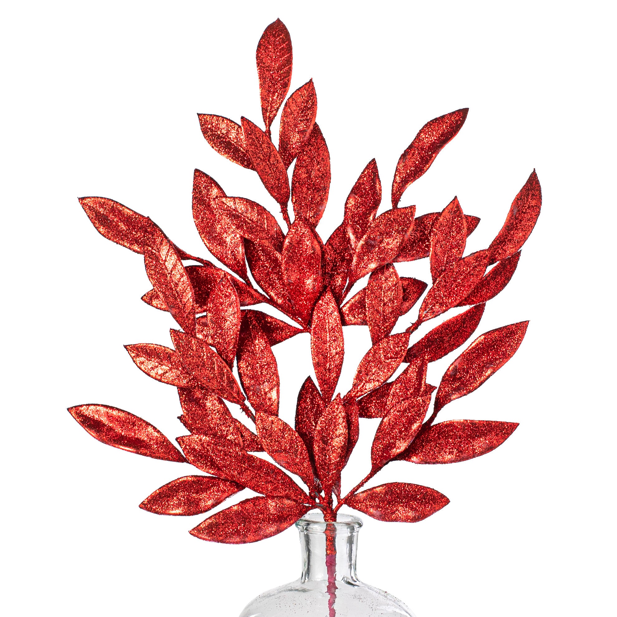 23" Bay Leaf Glitter Spray: Red Item Number: 262307