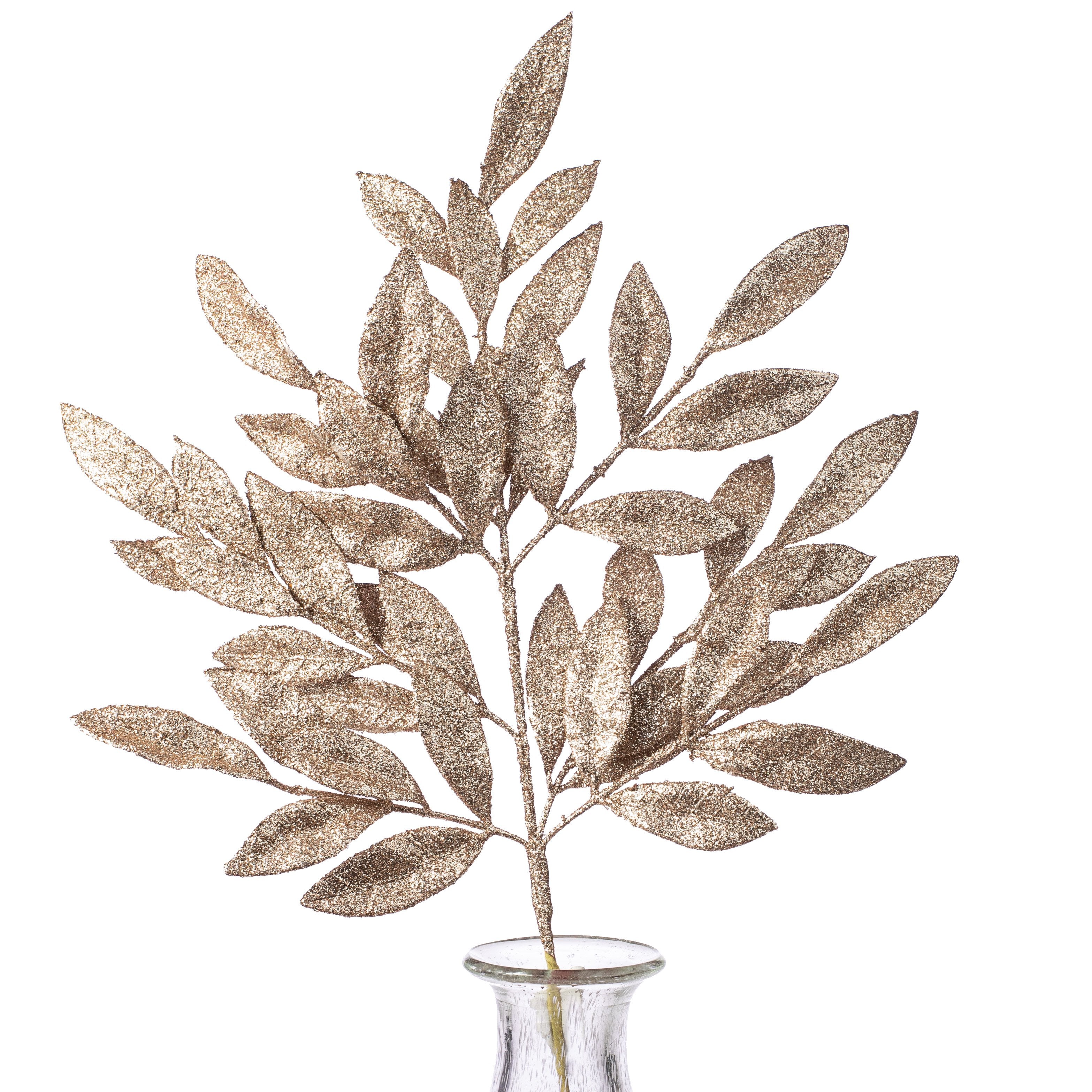 23" Bay Leaf Glitter Spray: Rose Gold Item Number: 262322