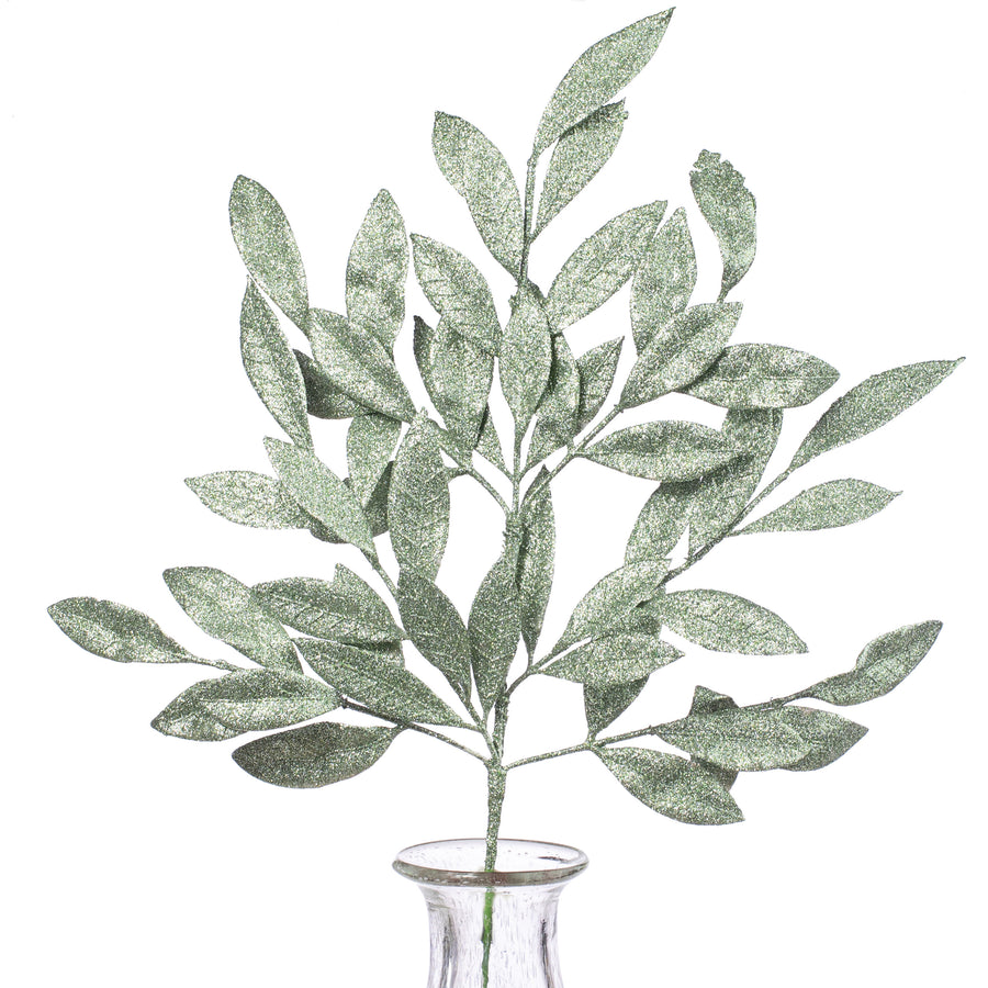 23" Bay Leaf Glitter Spray: Sage Item Number: 262323