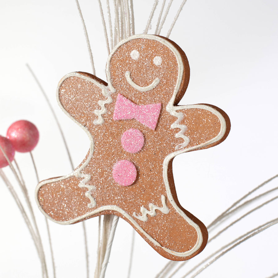 30" Pink Gingerbread House & Gingerbread Girl Spray