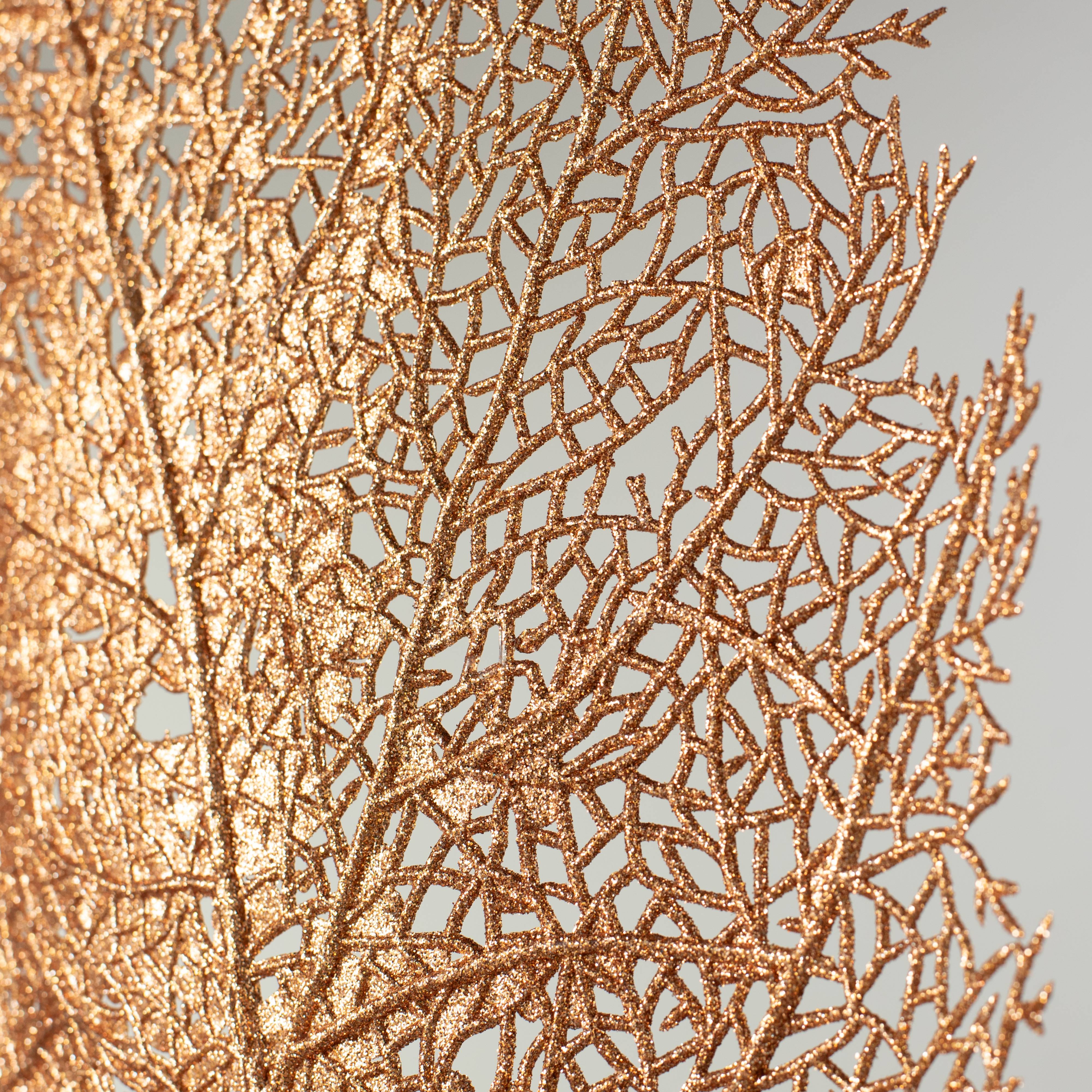 36" Glitter Sea Fan Spray: Copper Gold