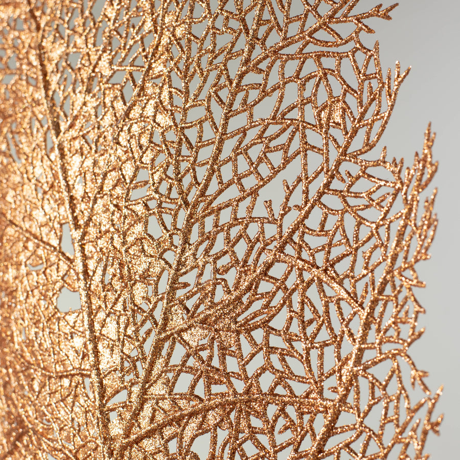 36" Glitter Sea Fan Spray: Copper Gold