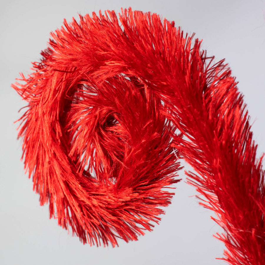 28" Furry Curly Spray: Red