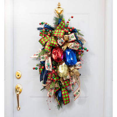 6.25" Antiqued Rectangle Gem Ornament: Mercury Royal Blue
