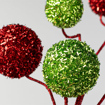 20" V-Cut Foil Ball Spray: Red & Lime Green