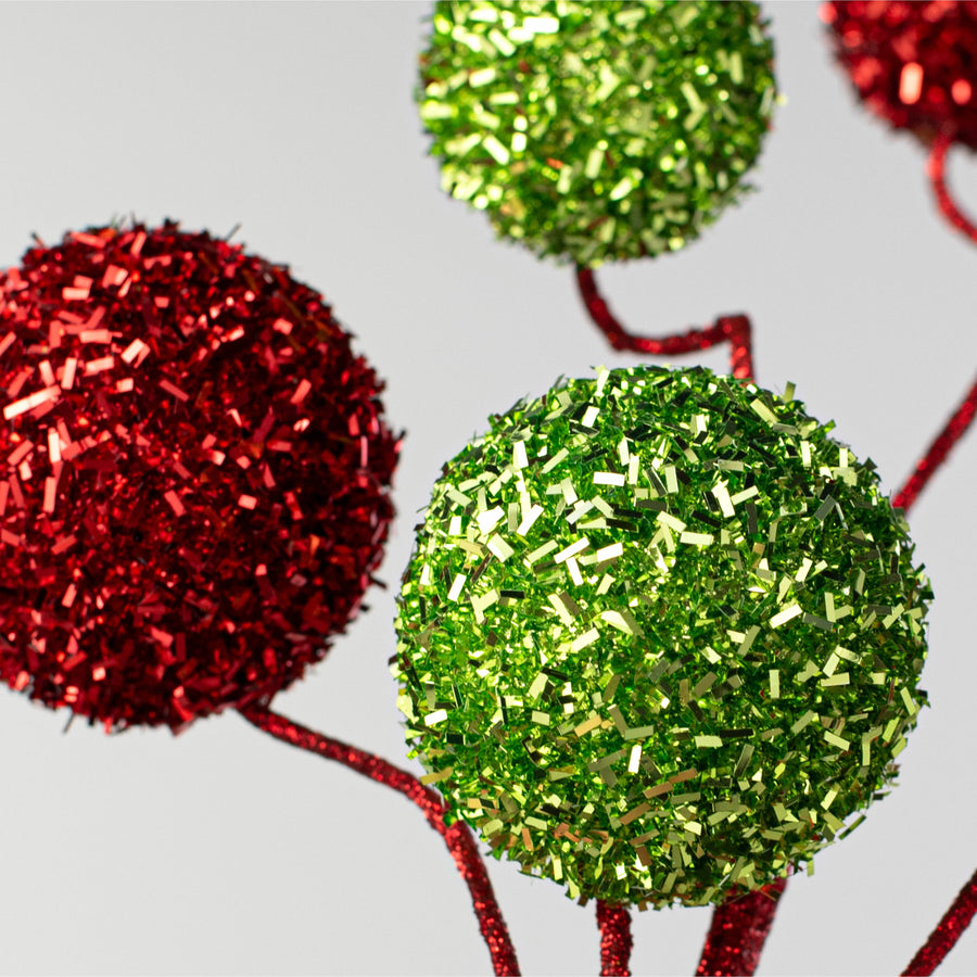 20" V-Cut Foil Ball Spray: Red & Lime Green