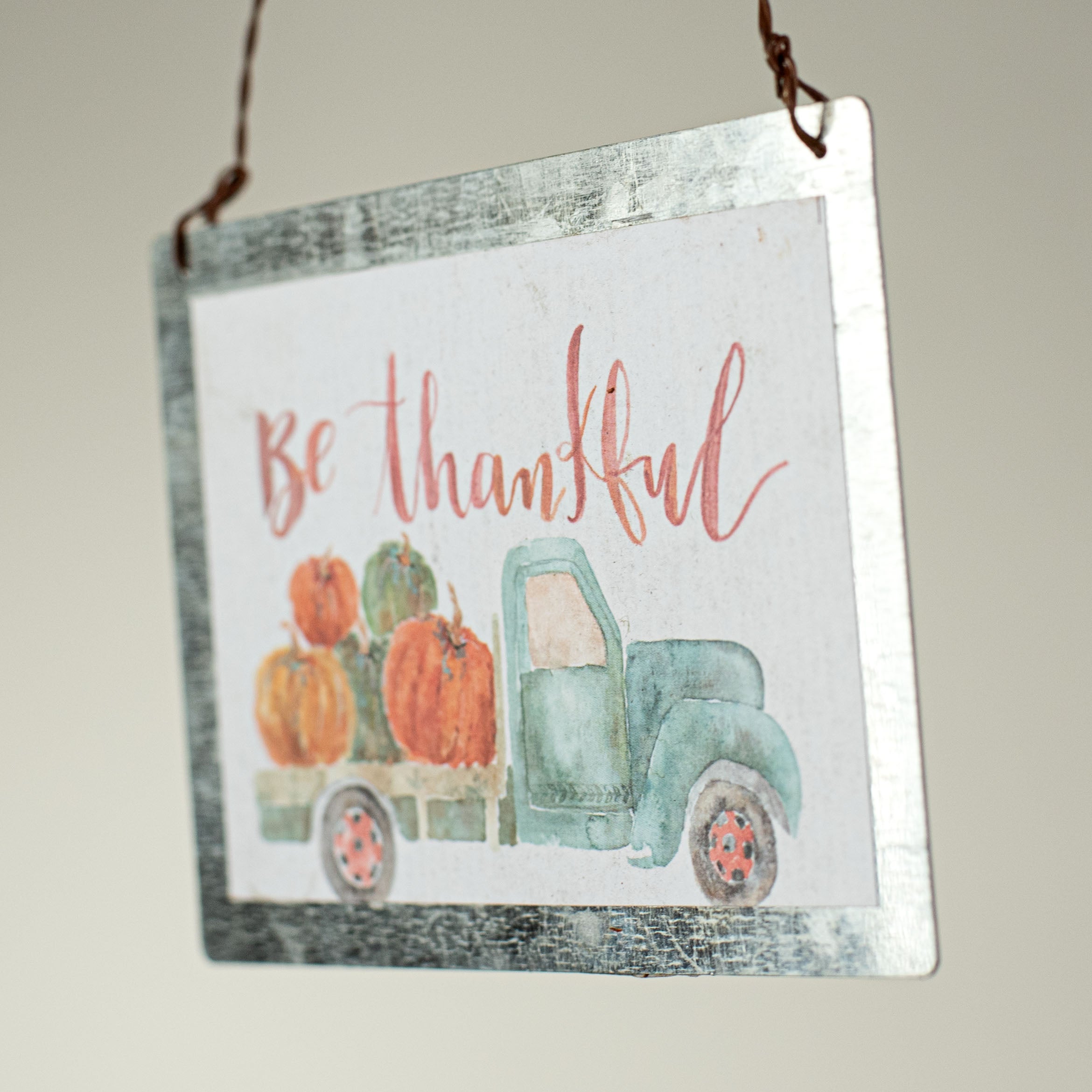 4" Be Thankful Fall Truck Ornament detail photo 3