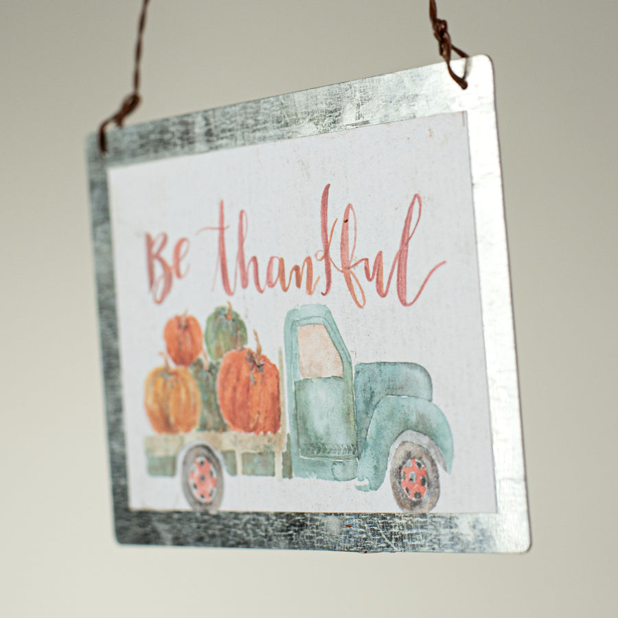 4" Be Thankful Fall Truck Ornament detail photo 3