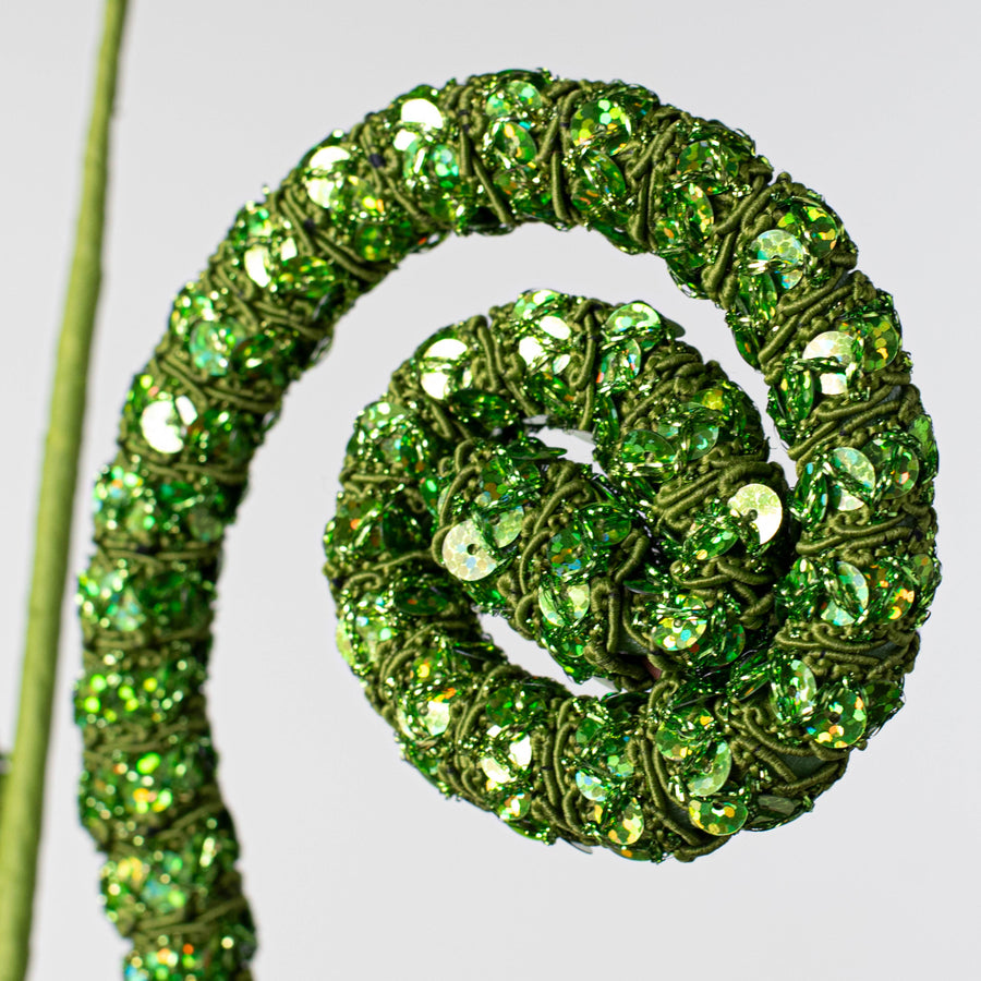 28" Sequin Curly Spray: Lime Green