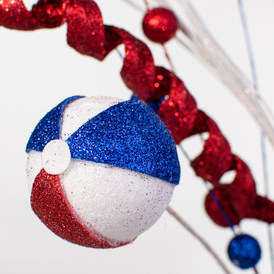 32" Beach Umbrella & Ball Spray: Red, White, Blue Lifestyle Photo