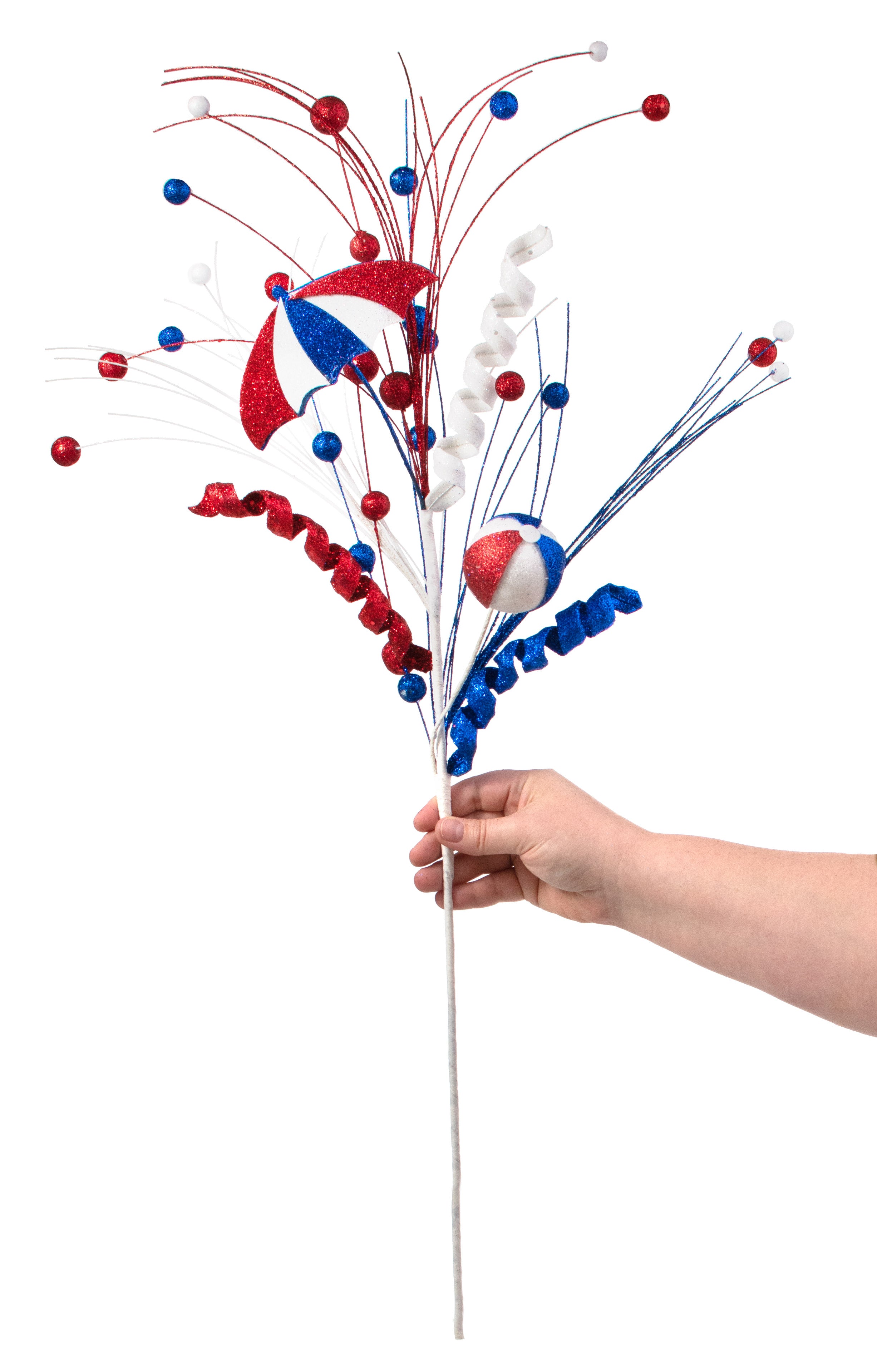 32" Beach Umbrella & Ball Spray: Red, White, Blue detail photo 3